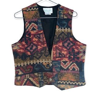 Vintage | Deborah Murray Multicolour Tapestry V-Neck Quilted Vest Size XS